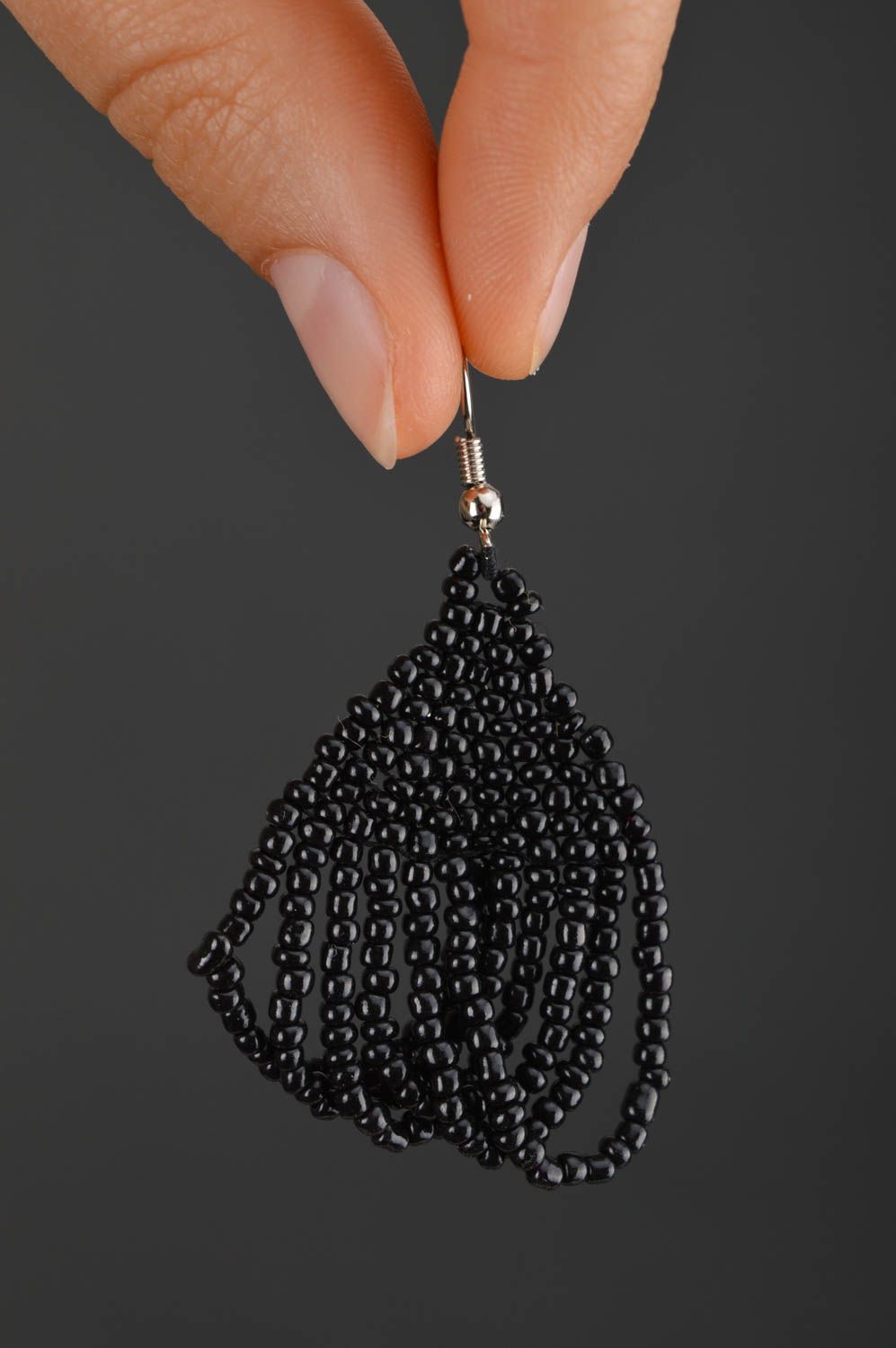 Glasperlen Ohrhänger handmade Damen Ohrringe Juwelier Modeschmuck schön schwarz foto 5