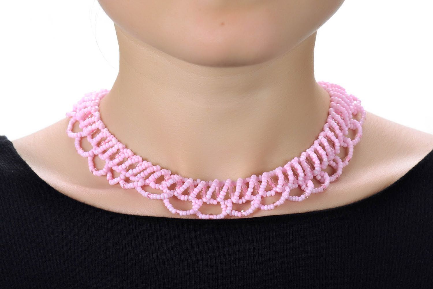 Beaded necklace Marshmallow photo 5
