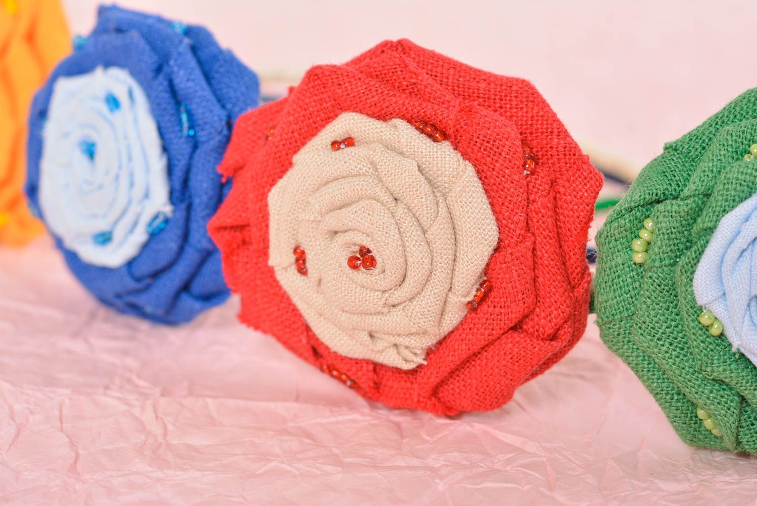Flower hair band designer textile headband bright women accessory cool gift photo 3