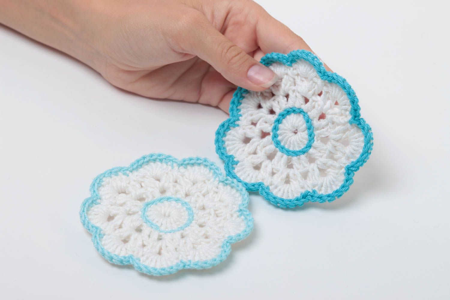 Set of 2 handmade crochet lace coasters beautiful hot pads home textiles photo 5