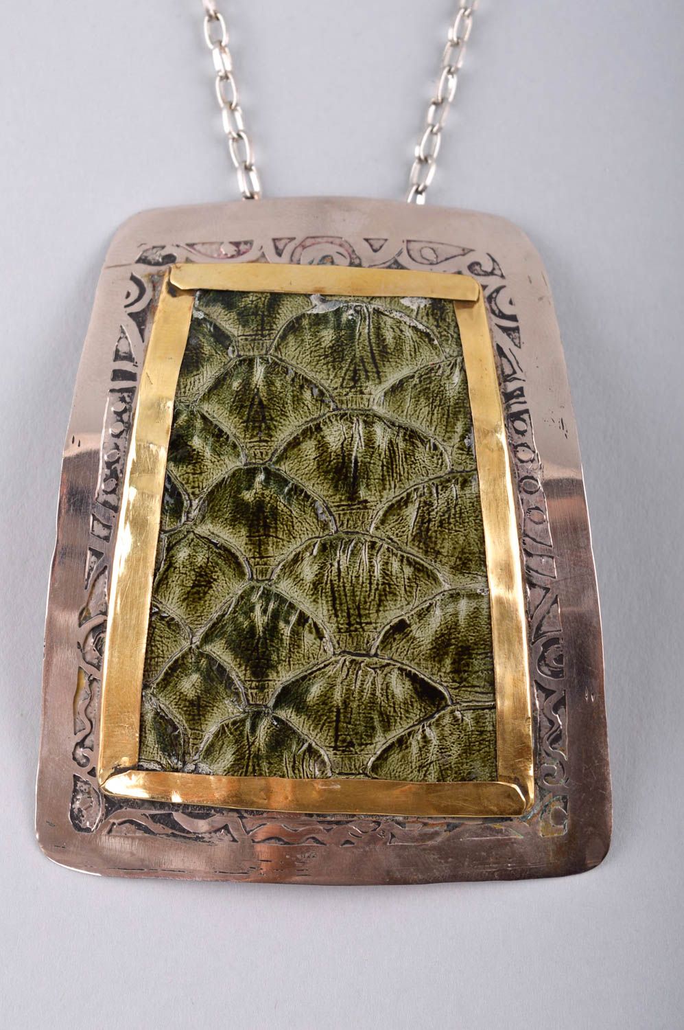 Designer pendant unusual gift for women metal accessory brass jewelry photo 4