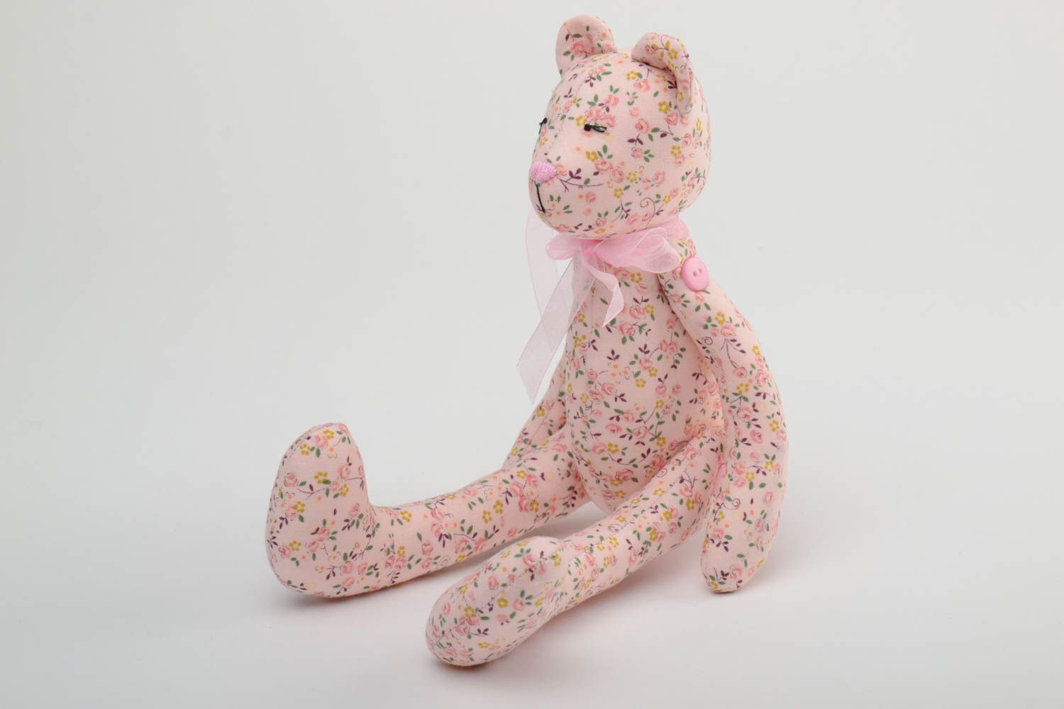 Designer Kuscheltier Bär aus Stoff kuscheliges Spielzeug für Kinder handmade foto 3