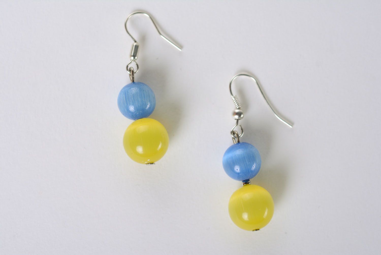 Yellow-blue earrings with natural stones photo 2