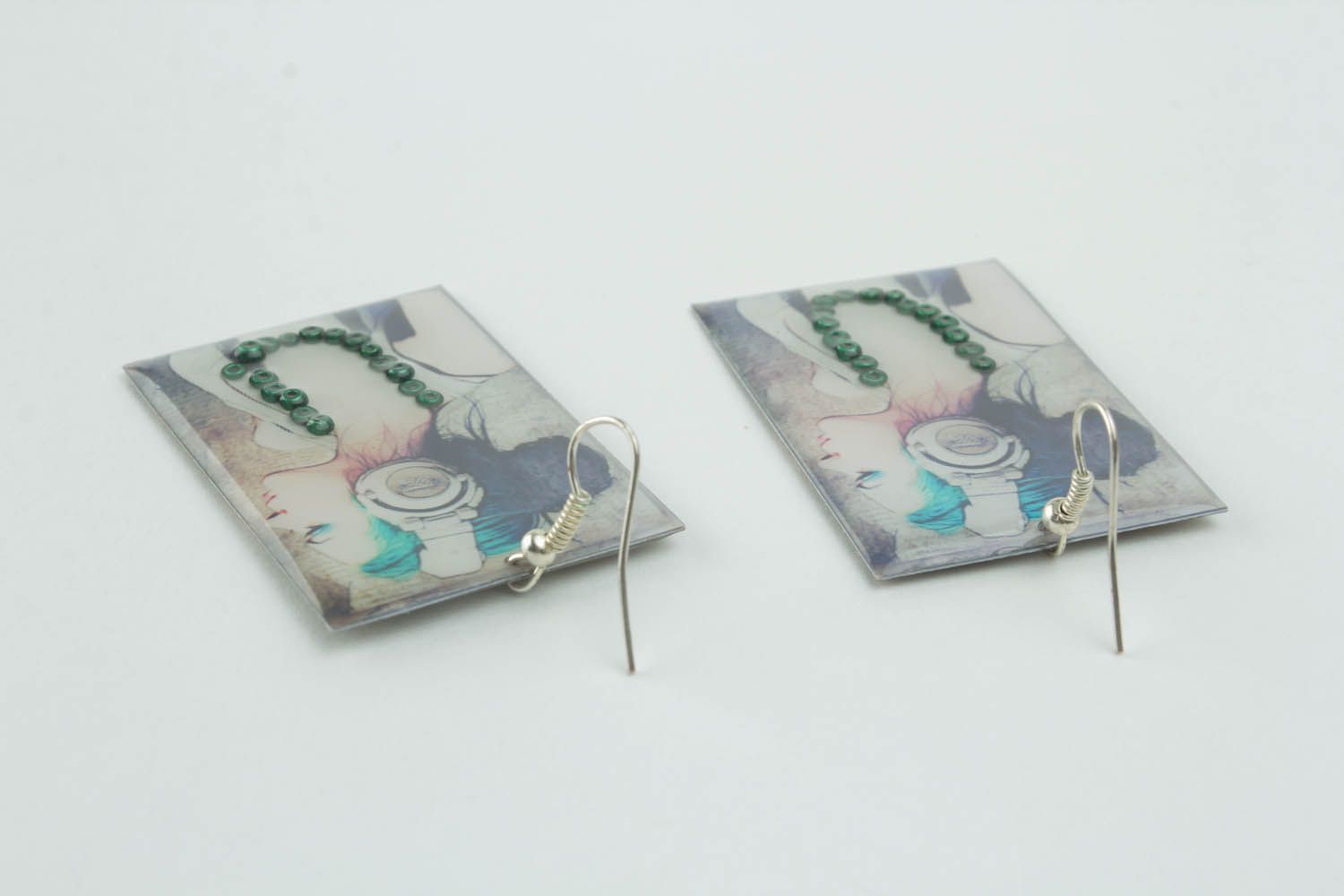 Dangling earrings with photo print photo 2