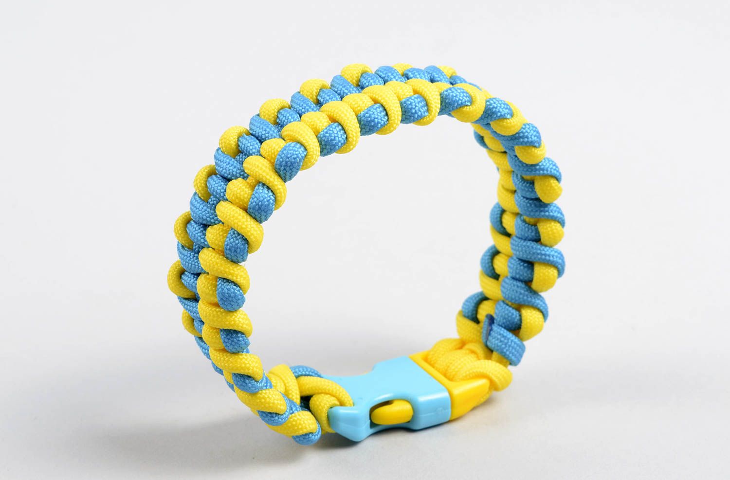 Bracelet paracorde Bijou fait main bleu jaune Accessoire homme femme cadeau photo 4