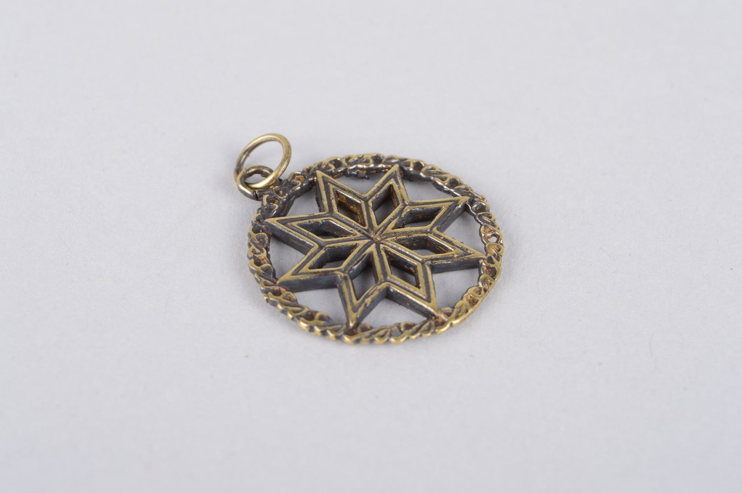 Bronze pendant handmade bronze jewelry metal pendant on cord elegant jewelry photo 3