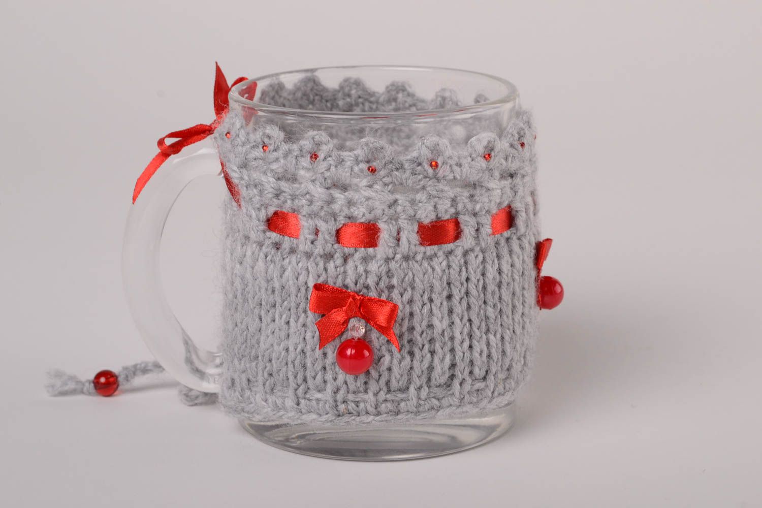Handmade designer cute case unusual crocheted case for cup stylish accessory photo 1