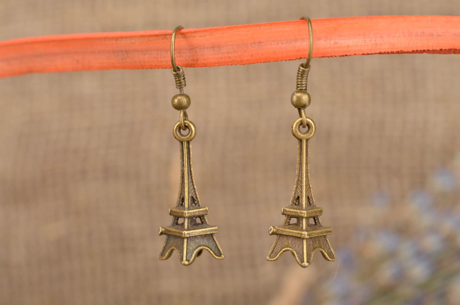 Handmade Eiffelturm Ohrringe Designer Schmuck Accessoire für Frauen bronzefarben foto 1