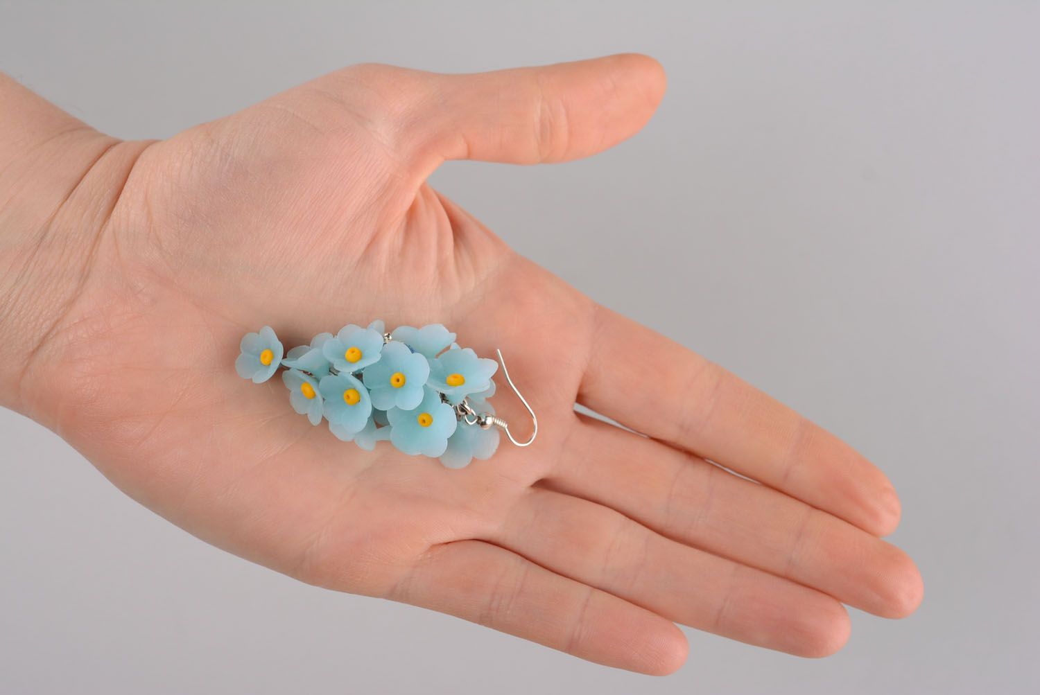 Polymer clay earrings Forget-Me-Nots photo 5