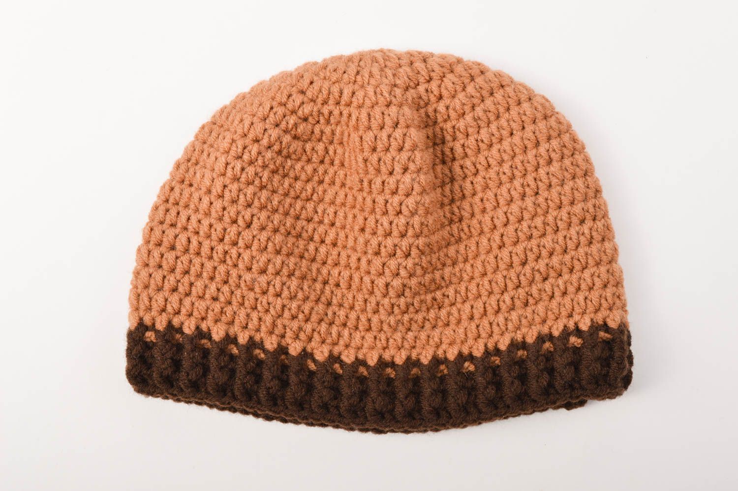 Детская шапка хенд мейд вязаная шапка для детей детская зимняя шапка коричневая фото 3