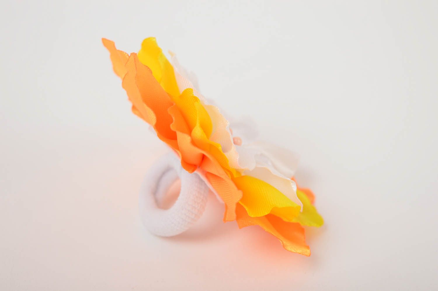 Аксессуар для волос хэнд мэйд детская резинка для волос резинка с цветком Оранж фото 4