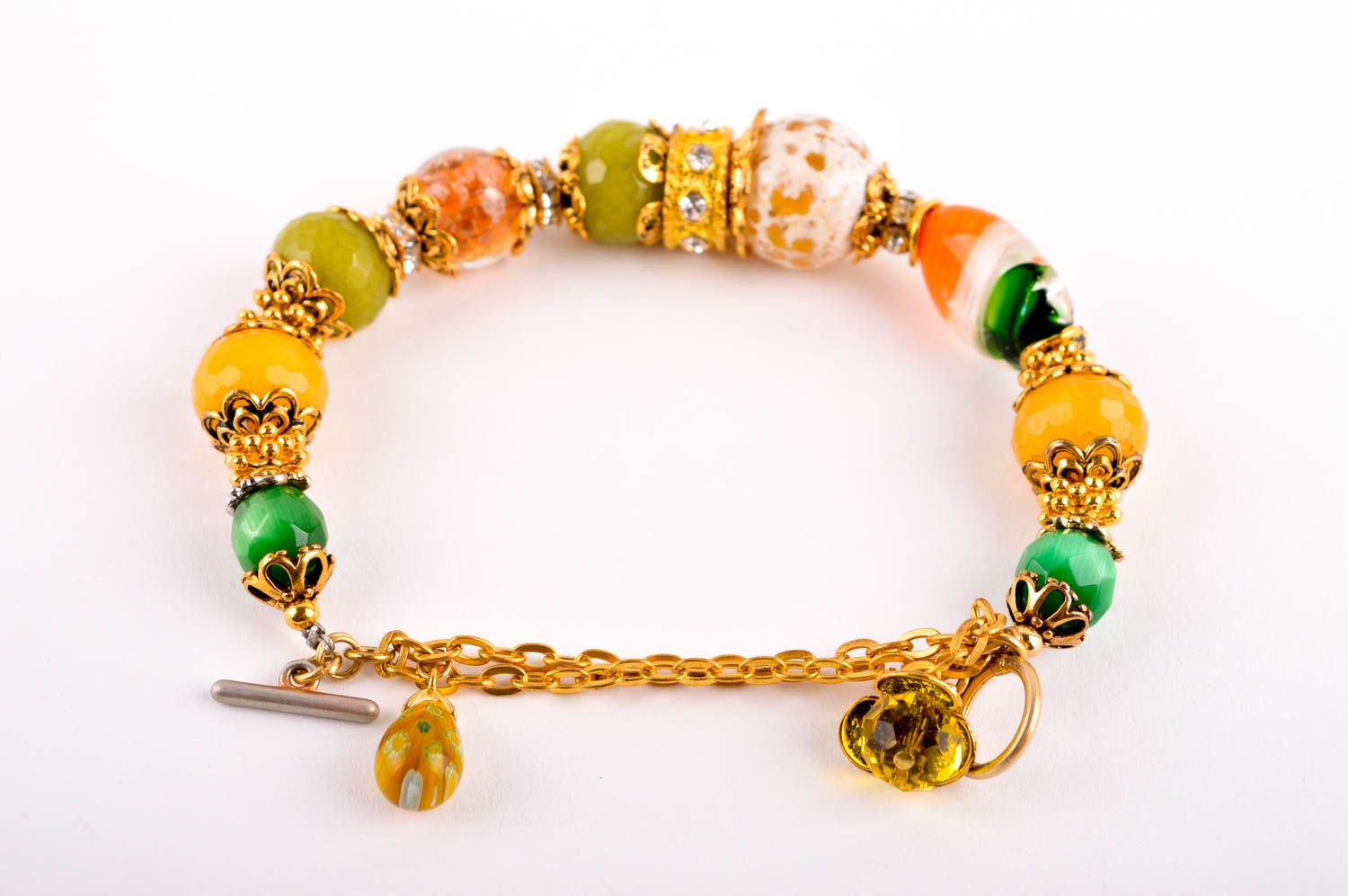 Handmade metal bracelet brass jewelry brass accessory for women beaded bracelet photo 4