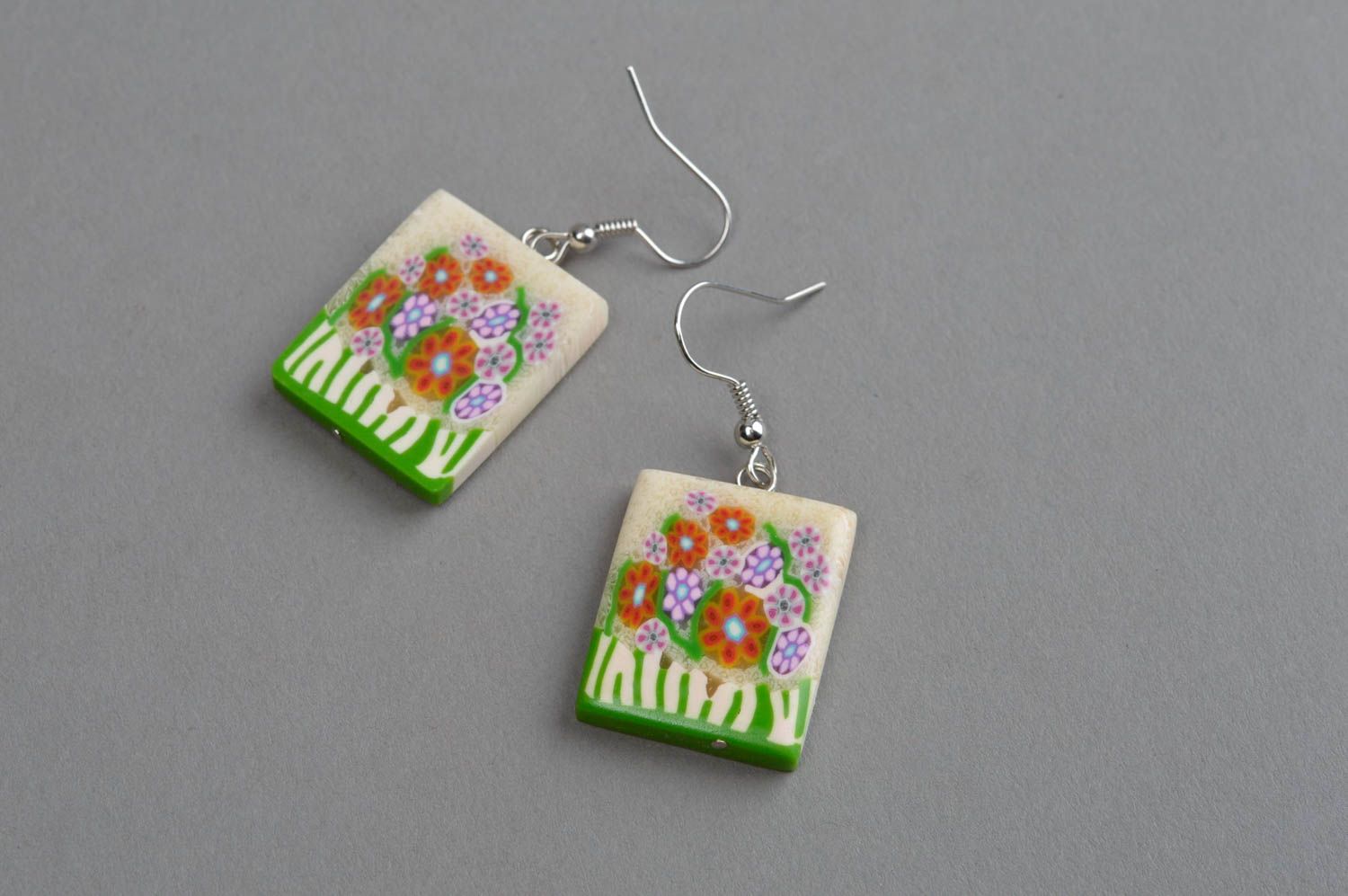 Handmade polymer clay earrings stylish accessory for girls plastic jewelry photo 2