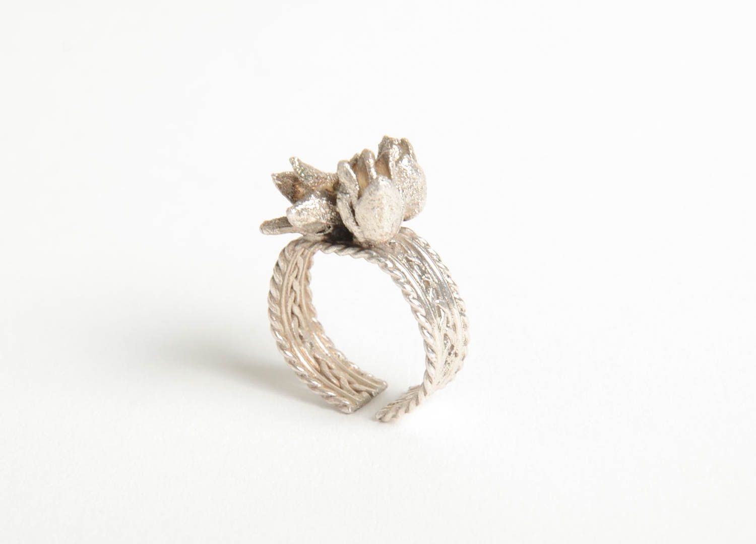 Handmade Schmuck Ring aus Silber Damen Modeschmuck Accessoire für Frauen Blumen foto 3