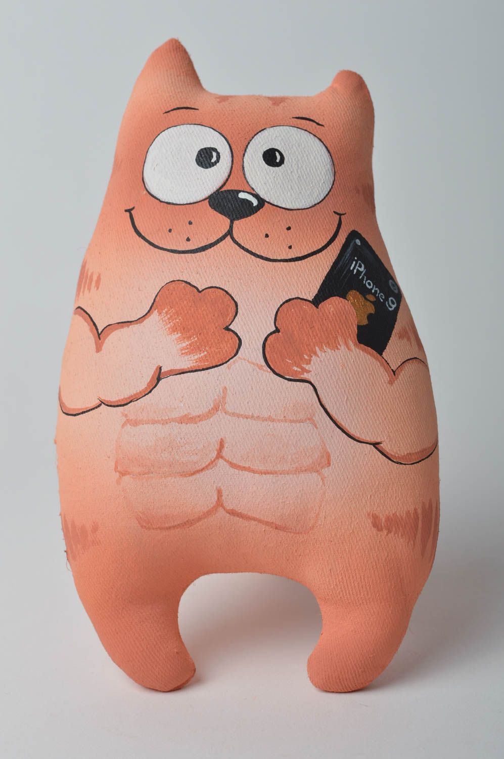 Poupée chat fait main Jouet design Déco maison acrylique peinte coton originale photo 5