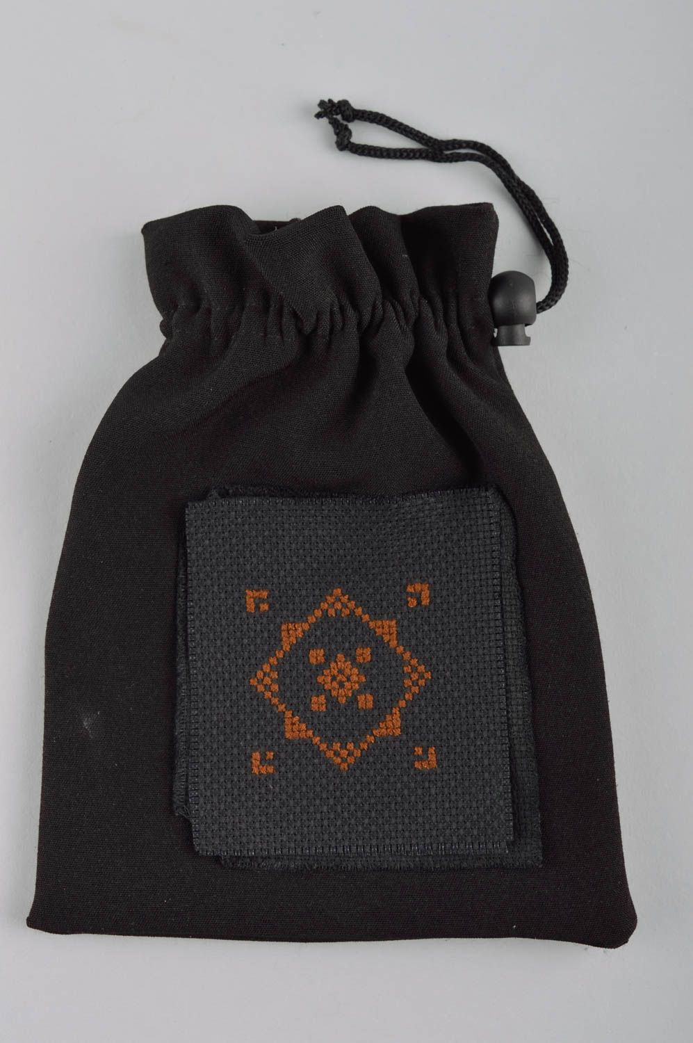 Кошелек из ткани ручной работы женский кошелек черный мешочек для монет фото 5