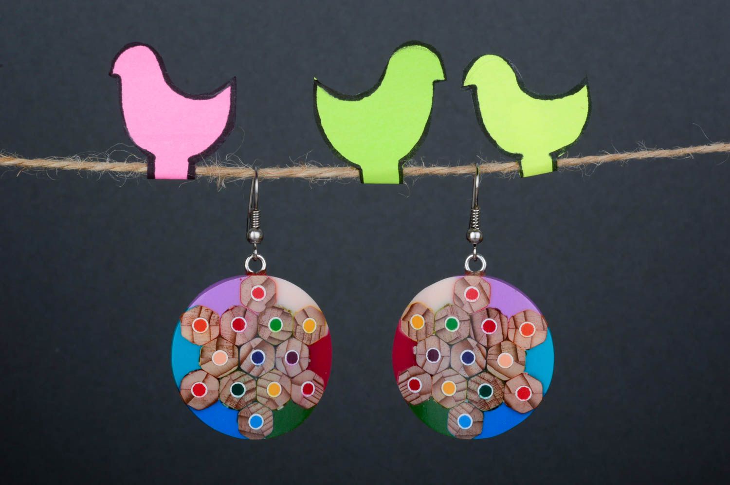 Handmade dangling earrings unusual summer jewelry bright colorful earrings photo 1