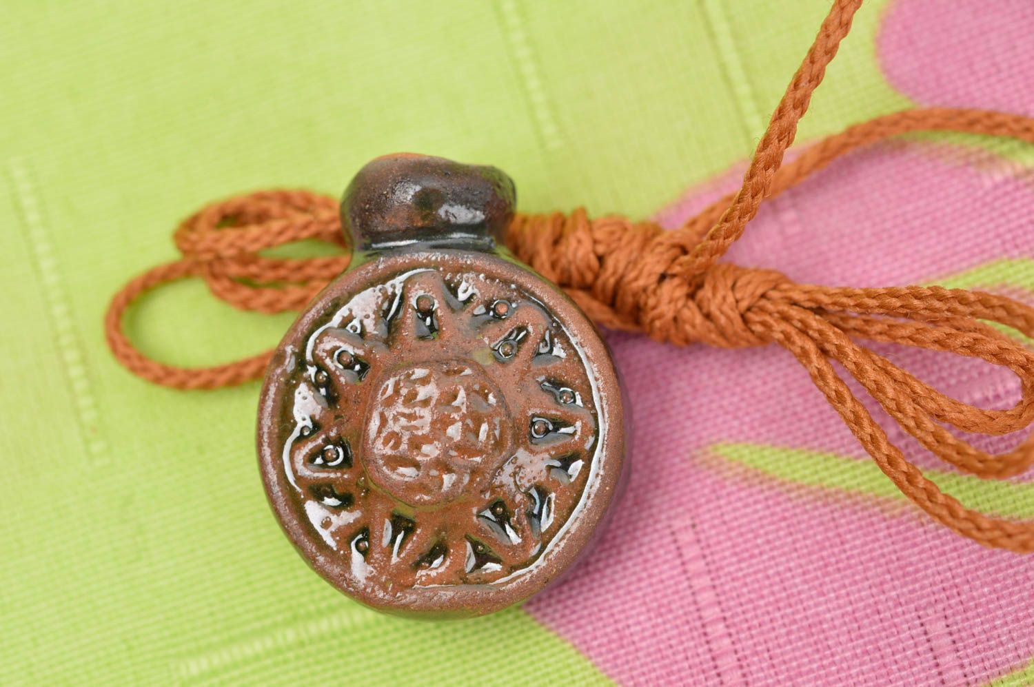 Handmade pendant designer jewelry unusual pendant gift ideas clay aroma pendant photo 1