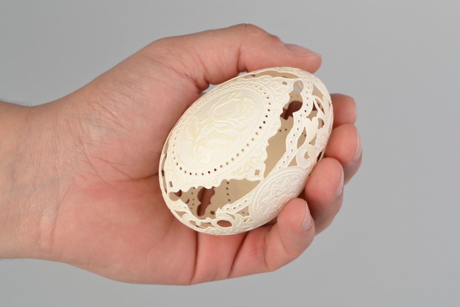 Huevo de Pascua de ganso artesanal en técnica de corrosión calado regalo foto 2