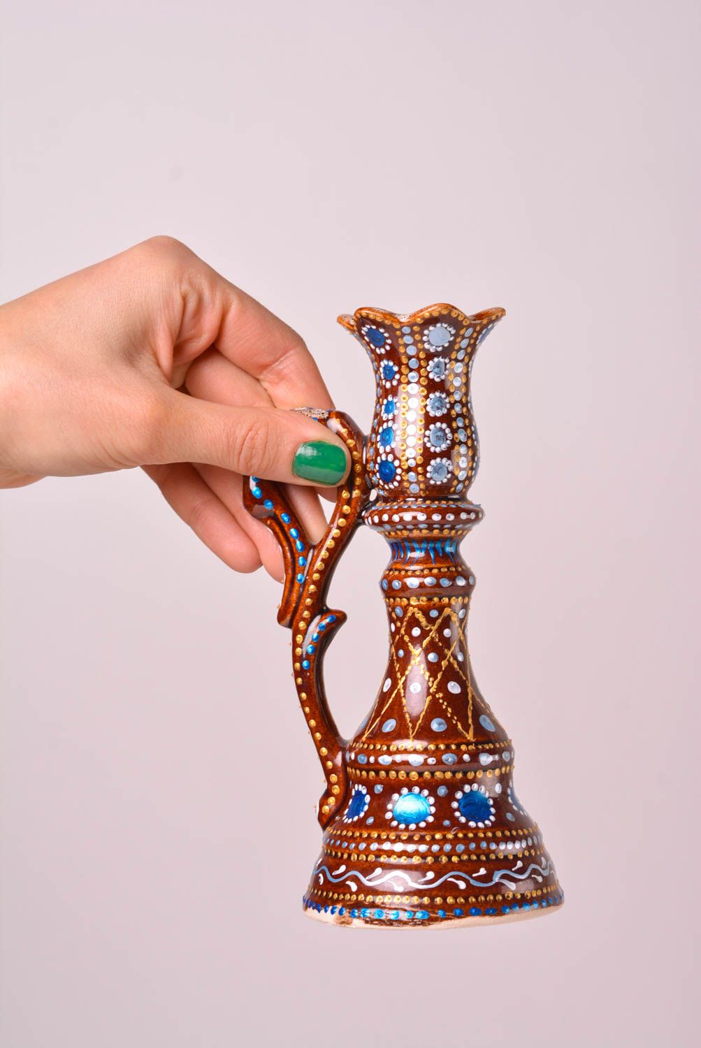 Deko Kerzenhalter handgefertigt Teelichthalter aus Ton Kerzenhalter Keramik  foto 2