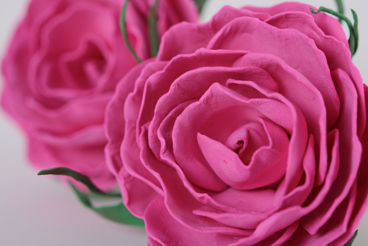 Élastiques à cheveux faits main originaux en forme de fleurs roses 2 pièces photo 4