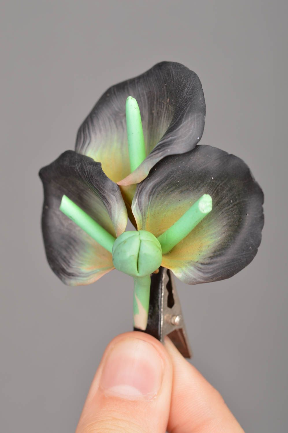 Handgemachte Blumen Haarklammer aus Polymerton Calla originell elegant schön foto 2