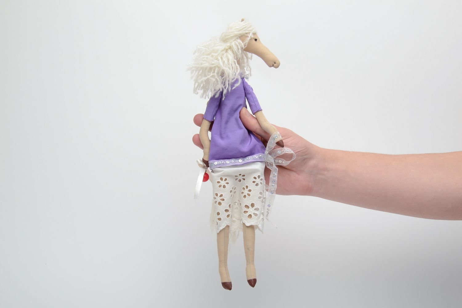 Handgemachte Puppe aus Stoff Pferd foto 5