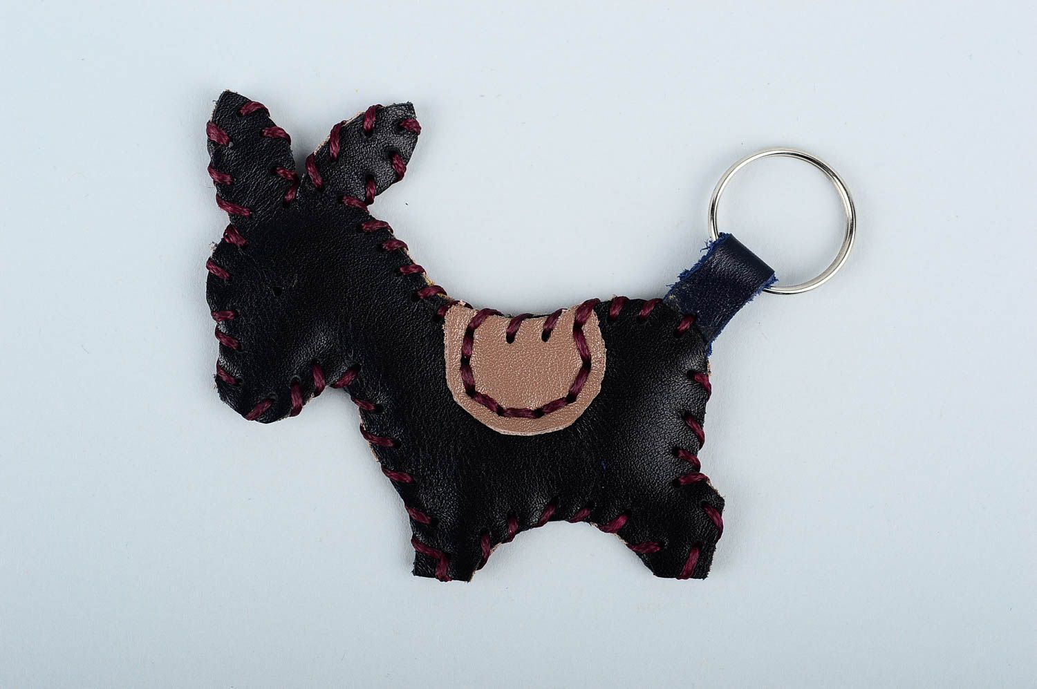 Unusual handmade leather keychain best keychain leather goods gift ideas photo 4