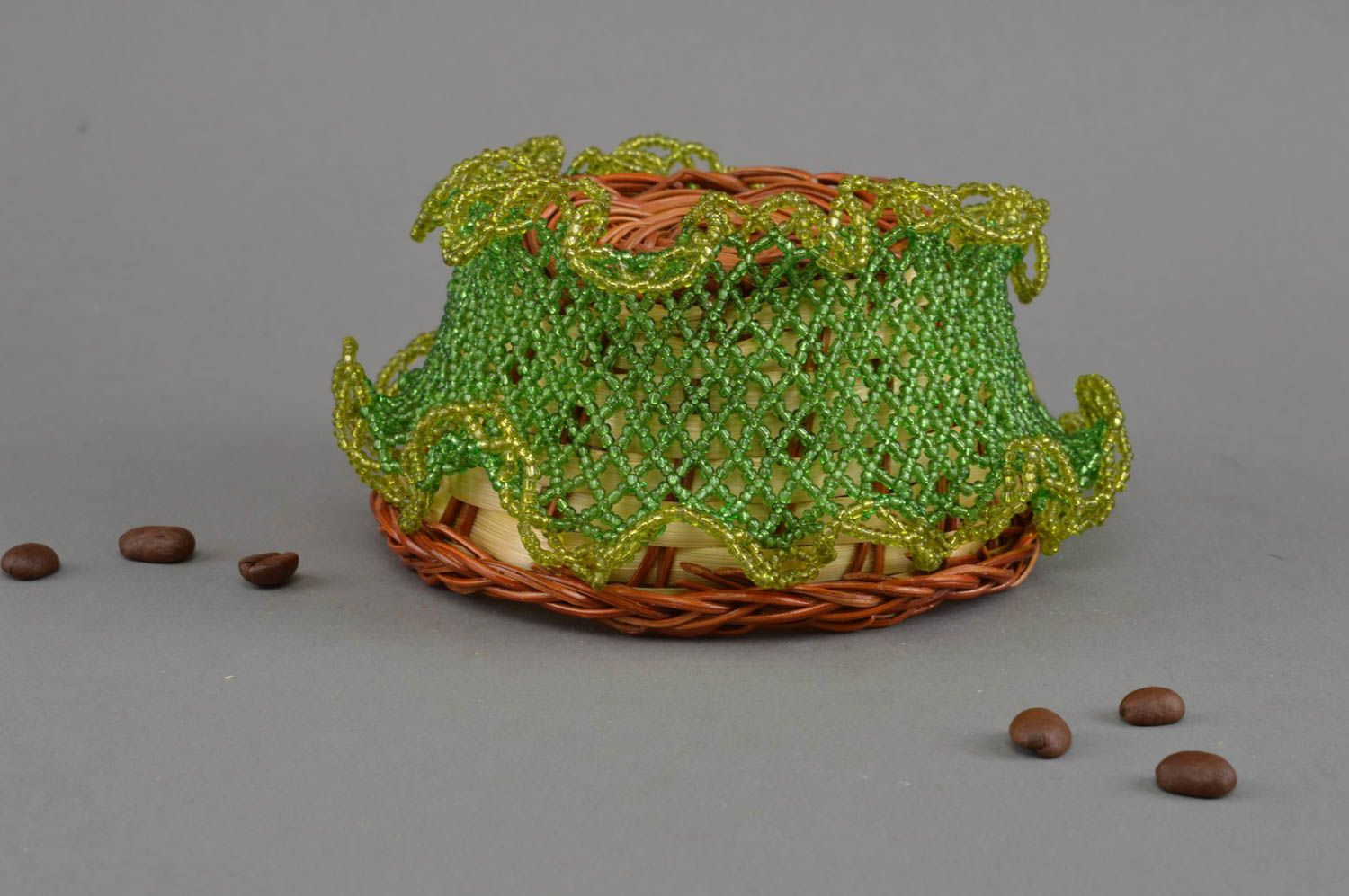 Handmade Designer Collier aus Glasperlen in Form vom Kragen für Romantik Look foto 1