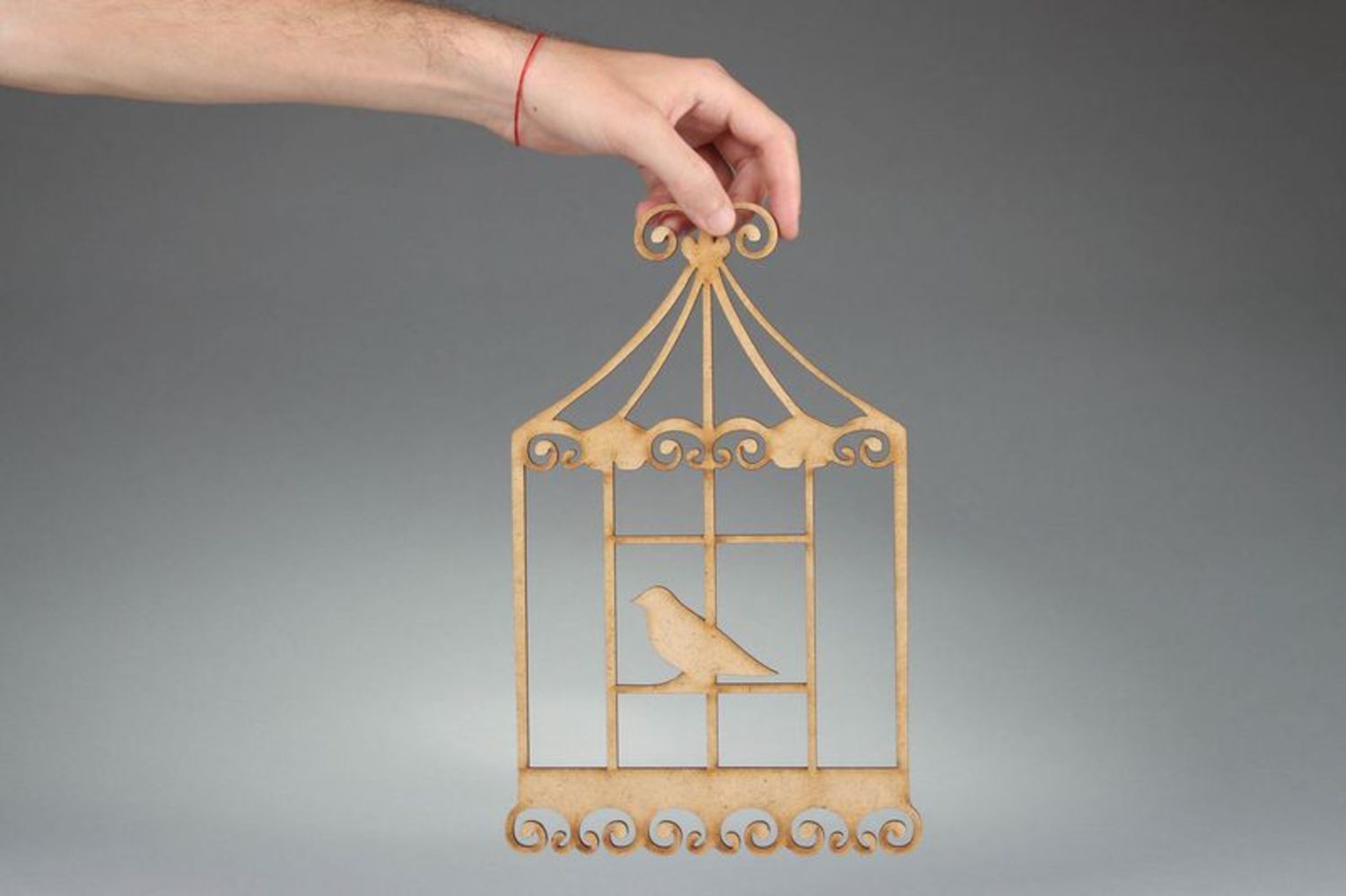 Chipboard scrapbooking en bois en forme de cage avec oiseau photo 4