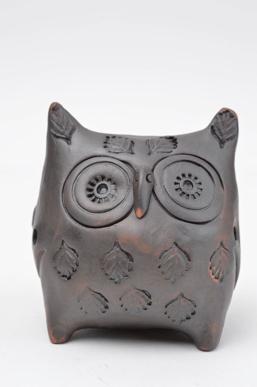 Глиняная игрушка ручной работы свистулька из глины керамическая свистулька сова  фото 2