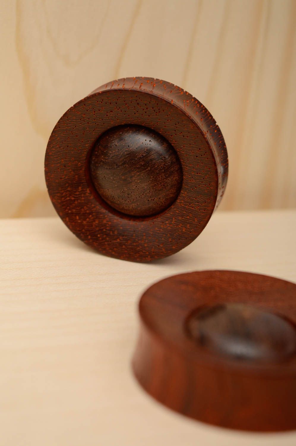 Wooden plug earrings with inlay 33 mm photo 5