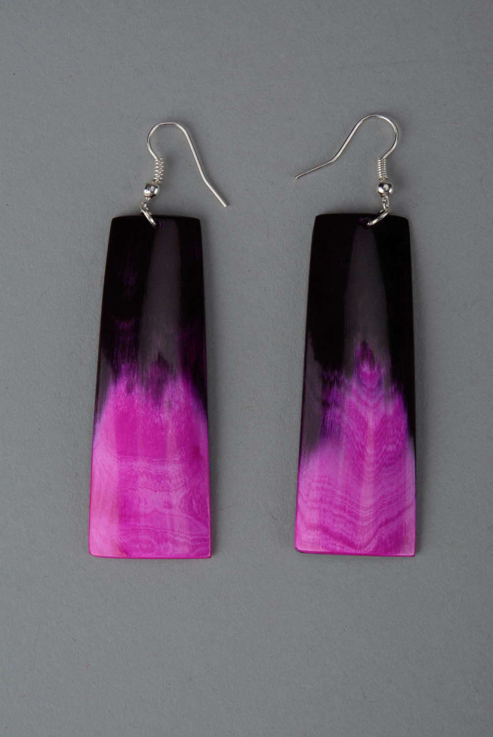 Long Earrings Made of Polished Cow Horn photo 1