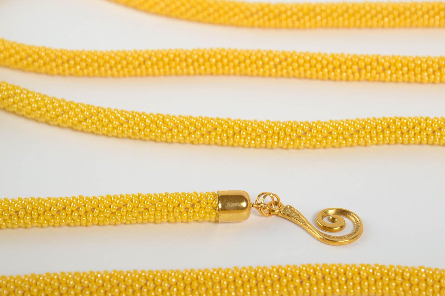 Stylish handmade cord necklace long yellow jewelry handmade designer accessories photo 5
