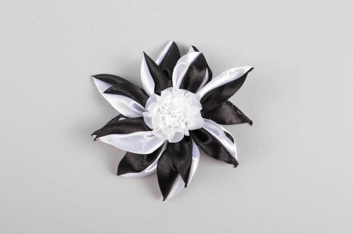 Handmade designer hair clip black and white accessory flower hair clip photo 5