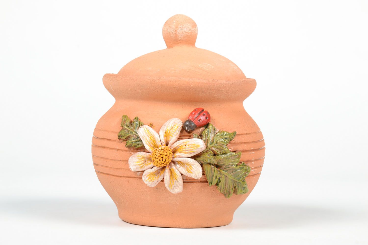 Handmade ceramic pot with a lid photo 2