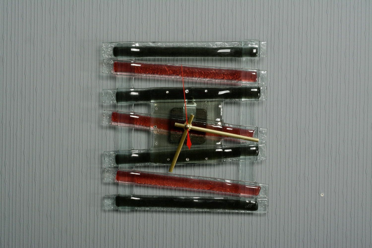 Relógio de vidro em técnica de fusão Stendhal foto 5