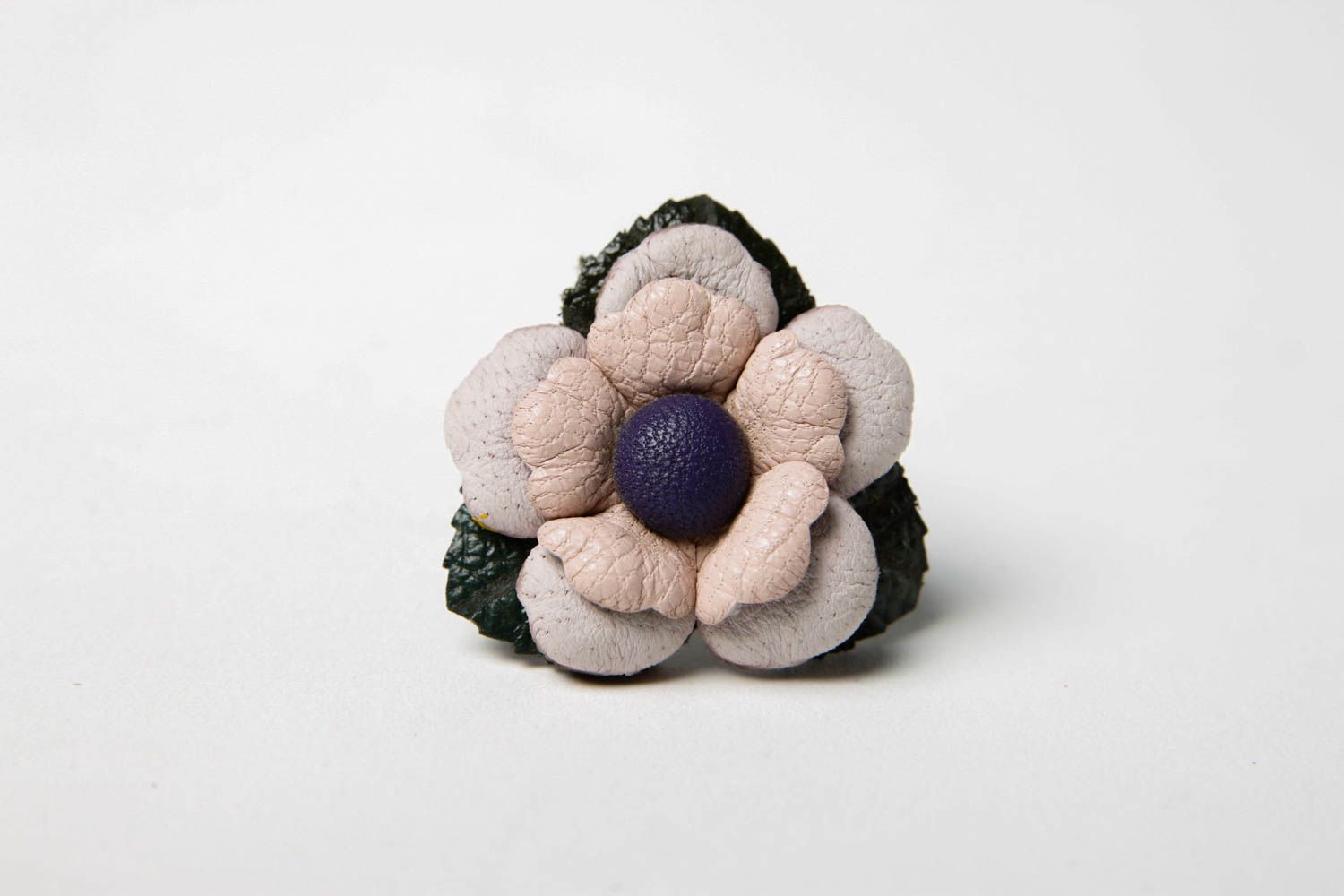 Damen Modeschmuck handgefertigt Ring mit Blume stilvoll Leder Ring originell foto 3