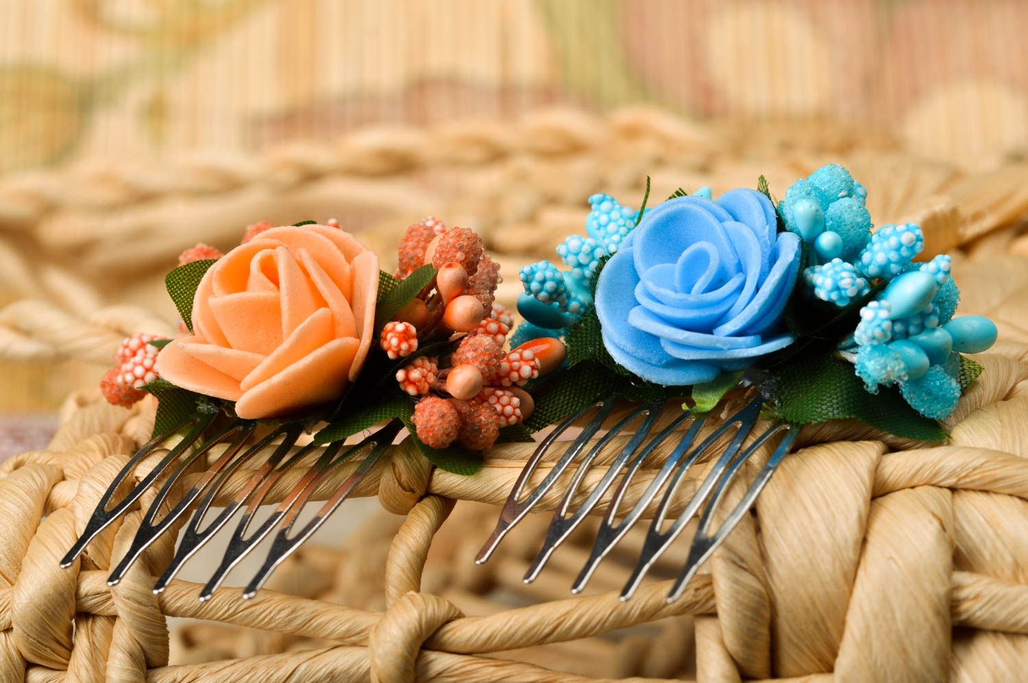 Conjunto de peinetas con flores adornos para el pelo accesorios para peinados  foto 1