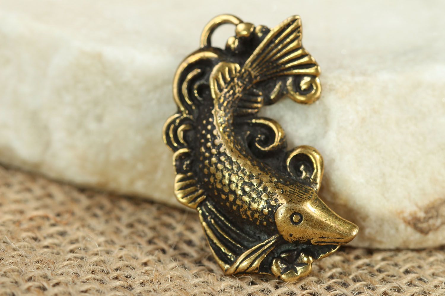 Bronze neck pendant Fish photo 4