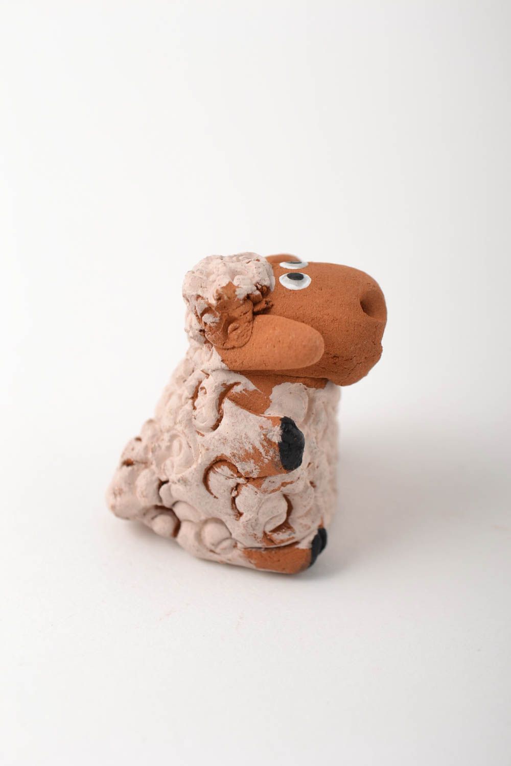 Handmade Deko Tier aus Keramik Tischdeko Idee Figur aus Ton Schaf für Haus Deko foto 2