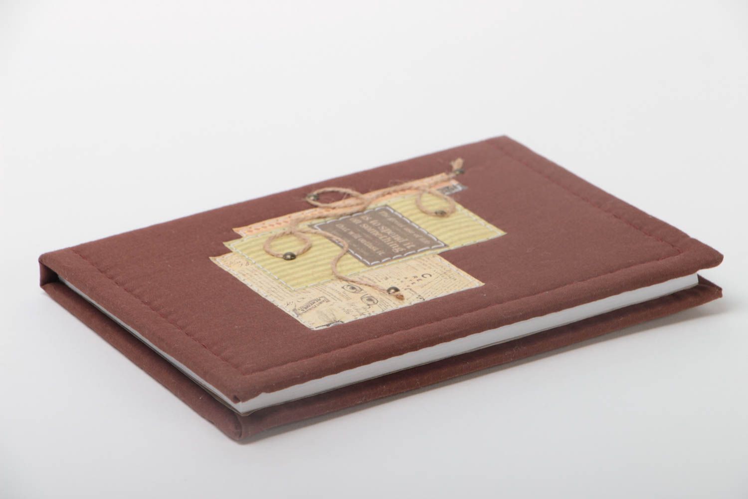 Braunes handmade Notizbuch mit Print im Stoff Umschlag künstlerische Handarbeit foto 2