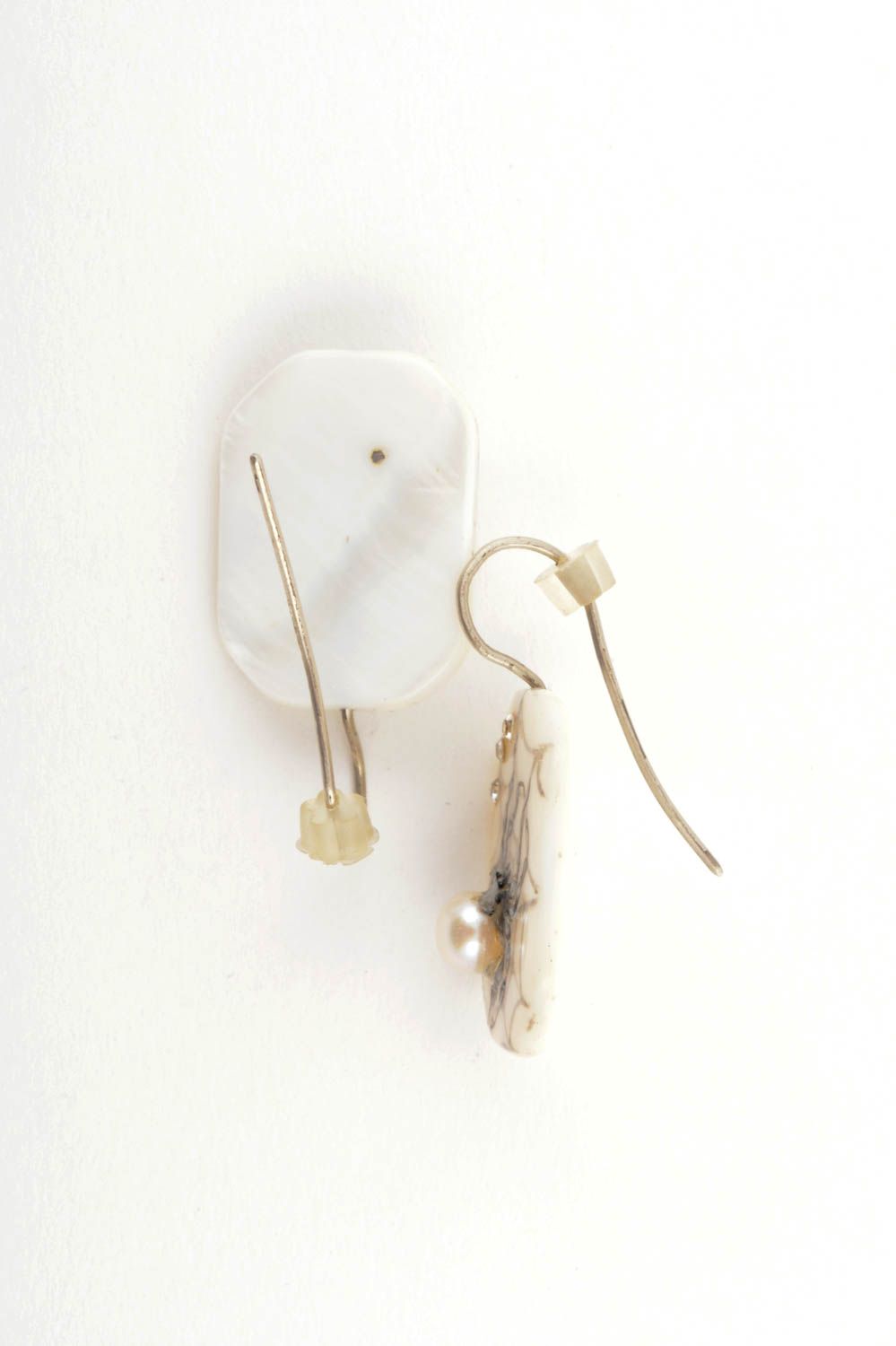 Handmade earrings dangling pearl earrings designer bijouterie accessory for her photo 4