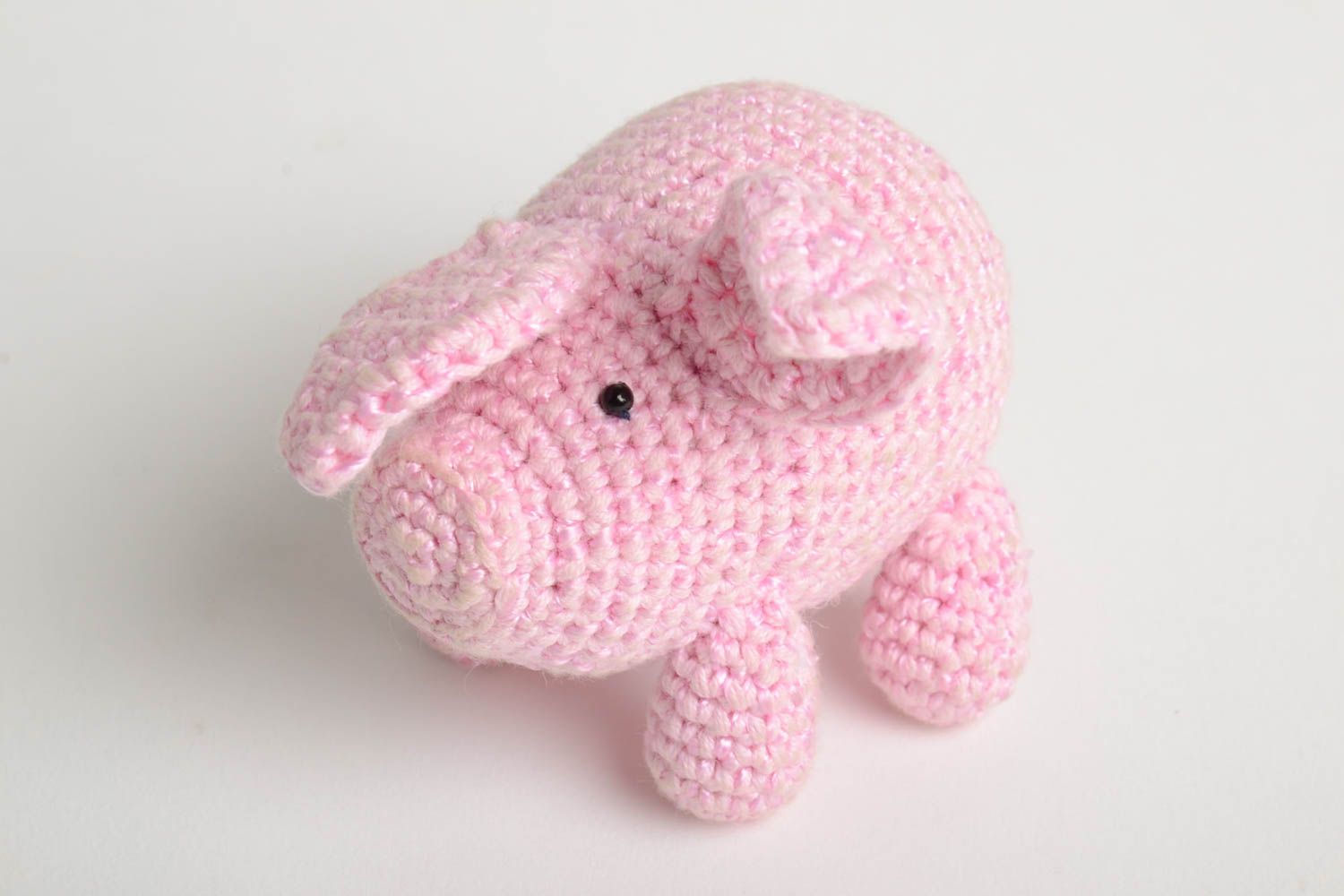 Handmade children crocheted toy unique pig figurine designer interior present photo 4