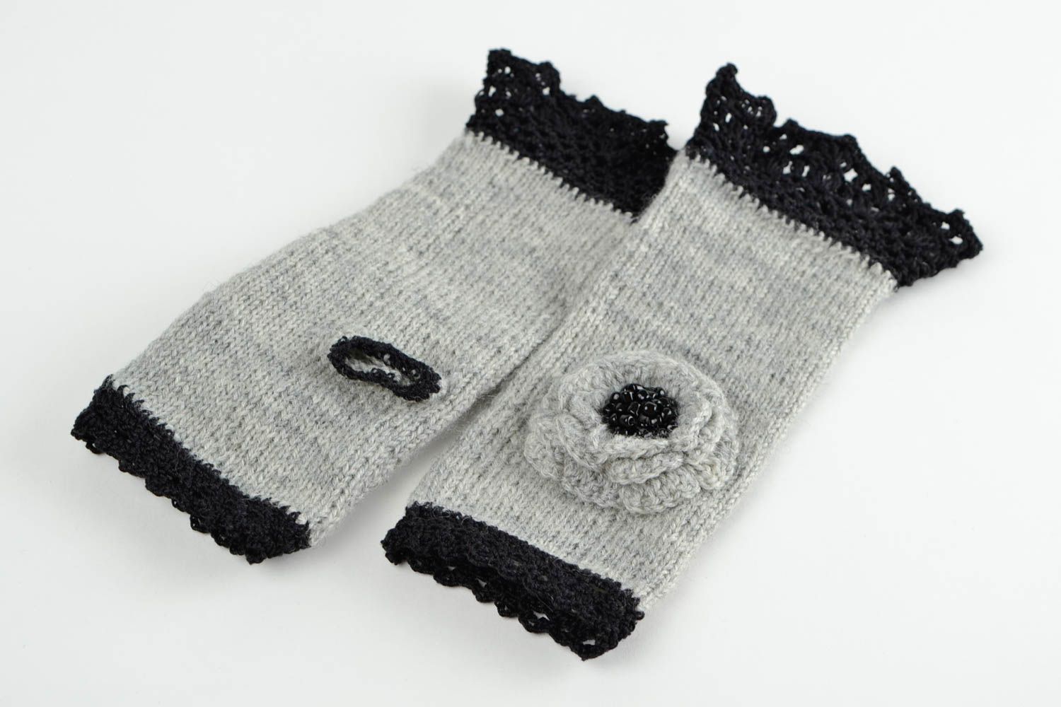 Mitaines tricot faites main Gants mitaines crochet laine Accessoire femme photo 3