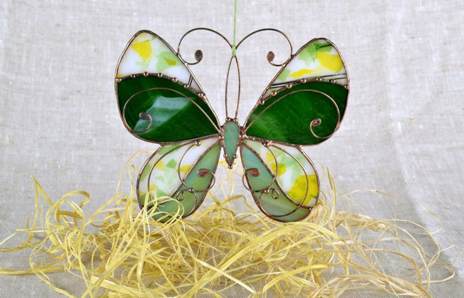 Suspension décorative en verre vitrail Papillon  photo 1