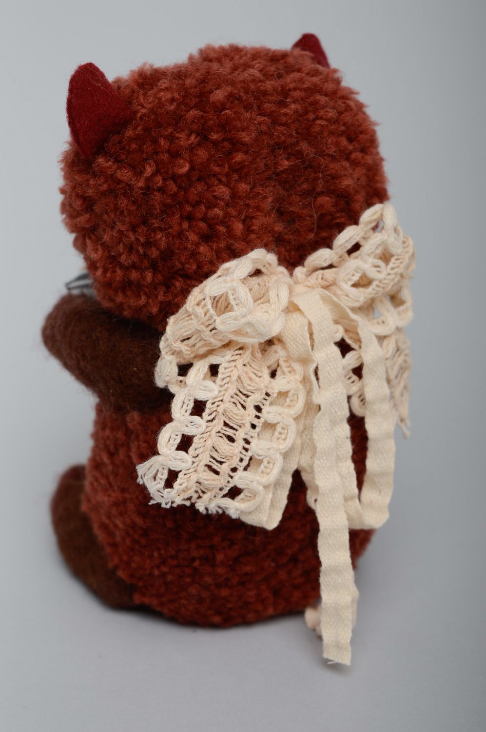 Handmade soft pompon toy bear photo 4
