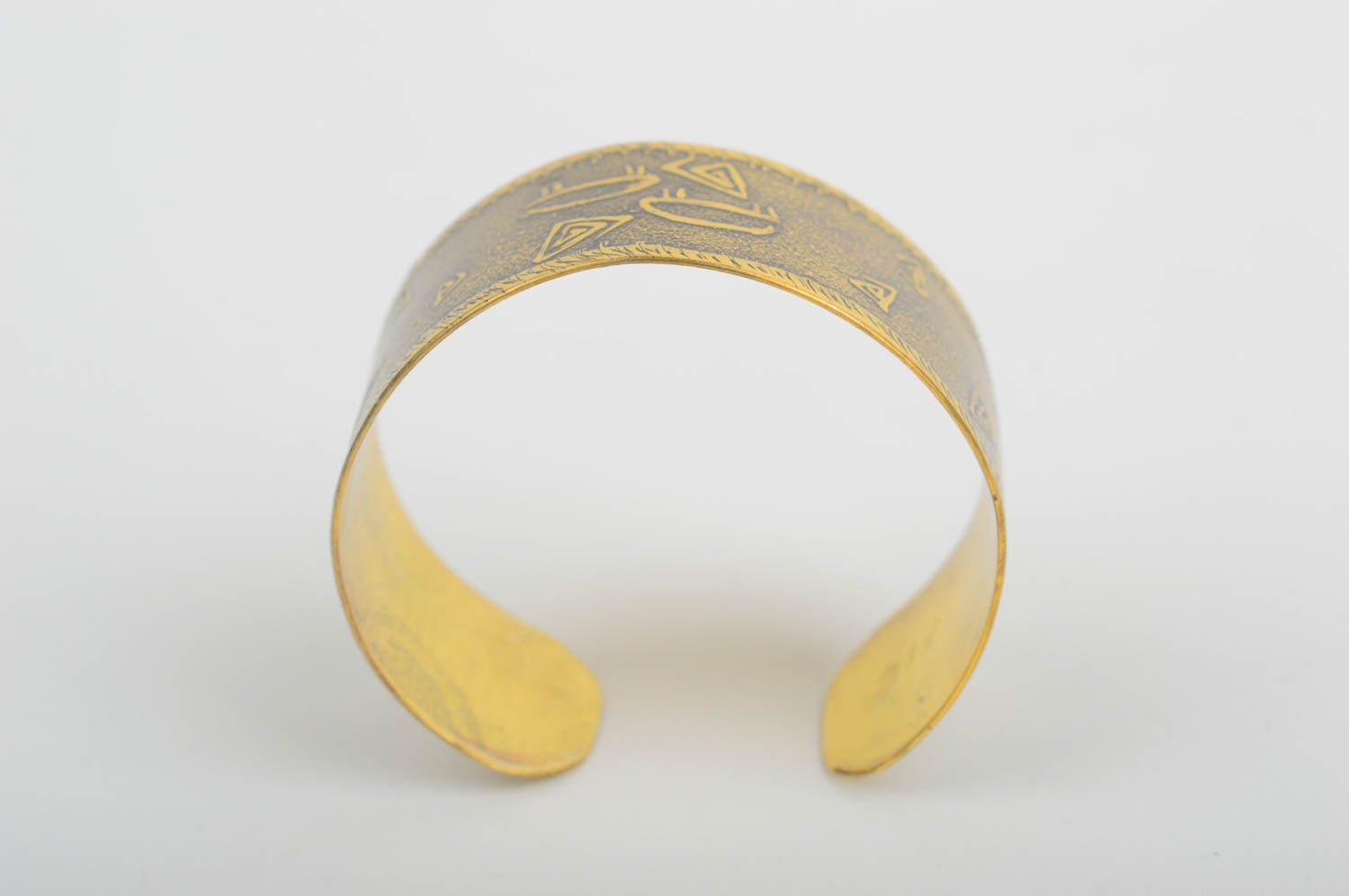 Bracelet laiton Bijou fait main jaune large original Accessoire design photo 3