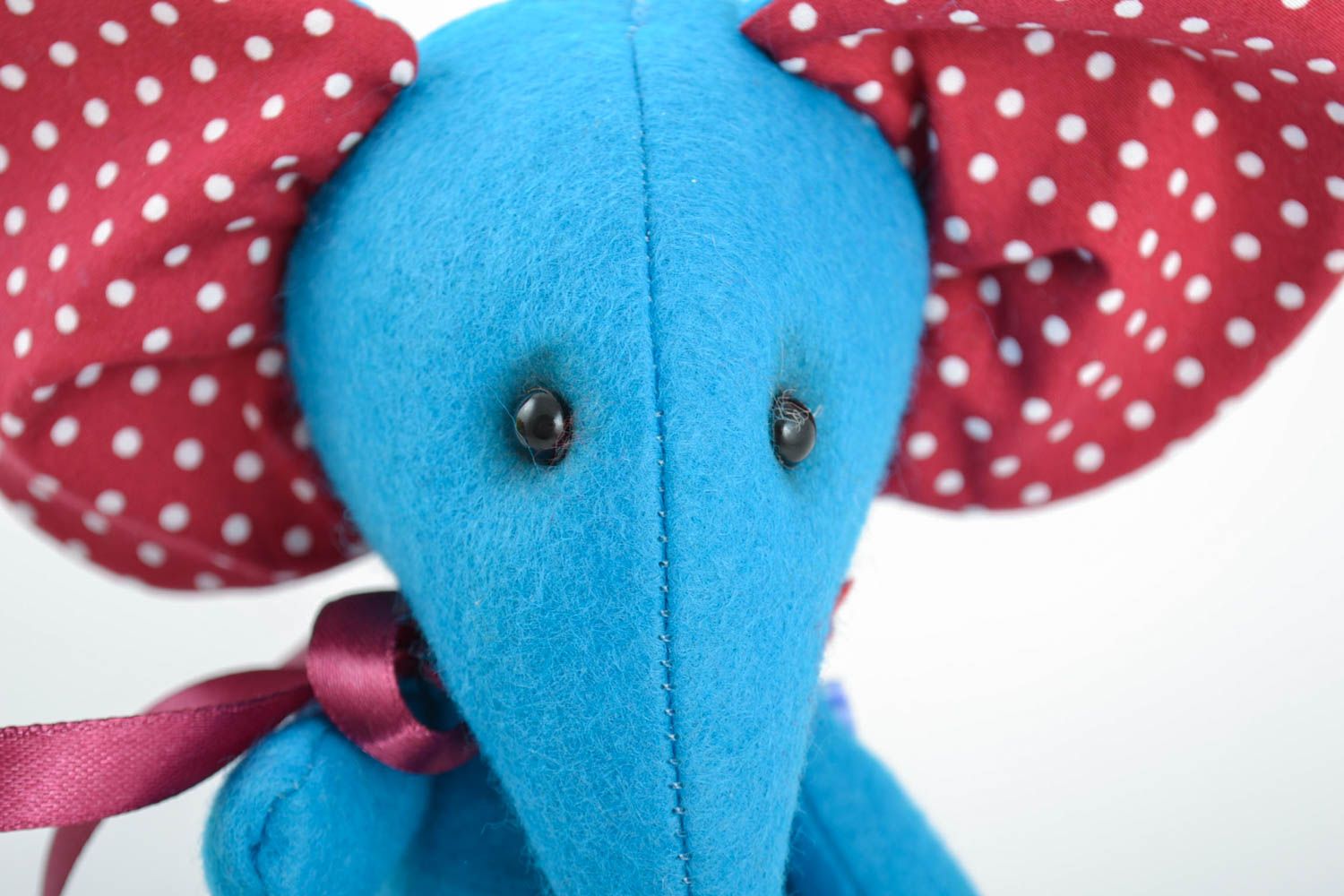 Unusual beautiful blue handmade felt fabric soft toy elephant photo 4