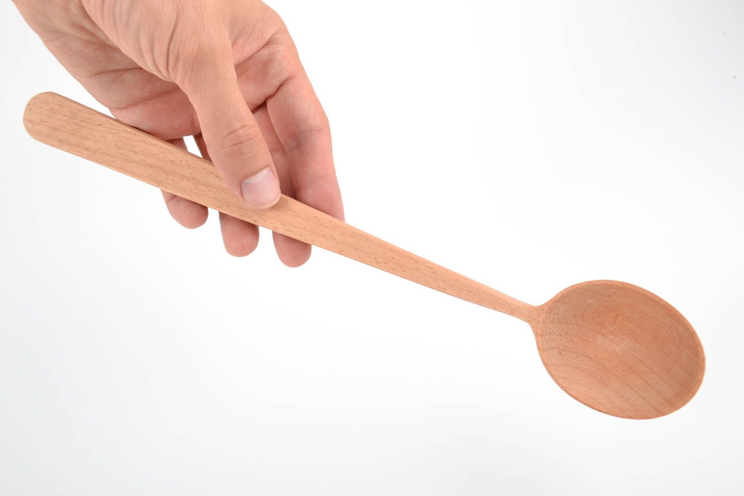 Handmade eco friendly polished boiled beech wood tea spoon with long handle photo 5